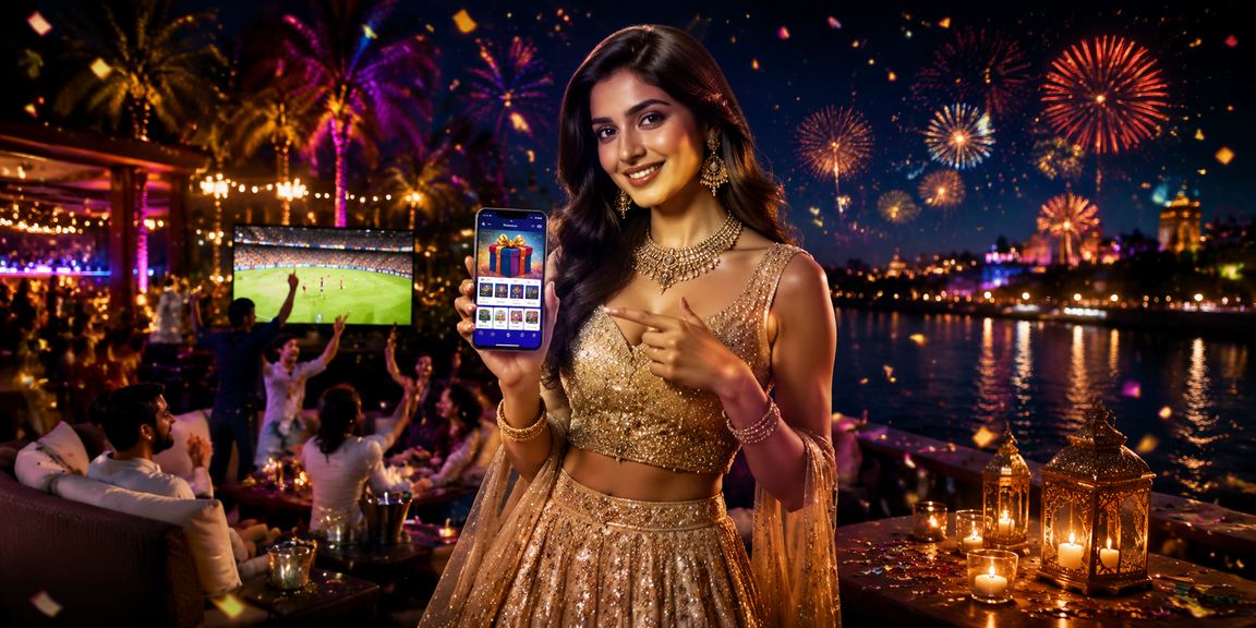 Elegant Indian casino player enjoying VIP bonus